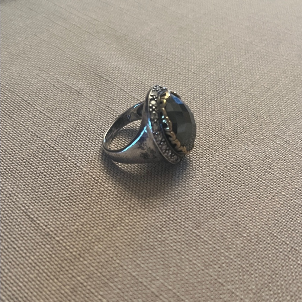 Silpada Silver Hematite-Tone Faceted Cocktail Ring with Clear Accents - Picture 2 of 3